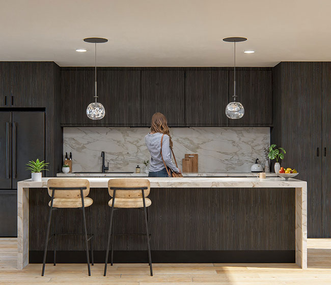 The Kitchen design from a Mr Cabins Modular Home